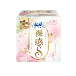 屈臣氏 苏菲裸感S量多日用卫生巾230mm7片×2包丝绸触感极薄巾身