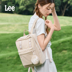 Lee 书包女双肩包2026新款大容量初中高中生背包男通勤简约旅行电脑包 奶茶色（4175款）