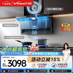 万和 油烟机顶侧双吸抽排30风量大吸力5.2kW节能灶V9LPlus+G9L56(天然气)
