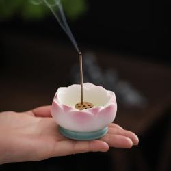 欢西施 陶瓷莲花香炉 2.7寸