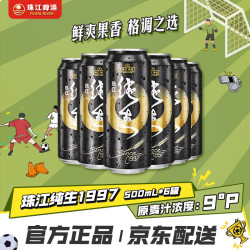 珠江啤酒 97纯生淡爽拉格啤酒 500mL*6听
