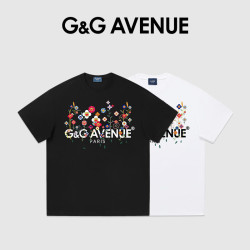 G&G AVENUE 潮牌太阳花印花字母休闲短袖T恤 白色常规