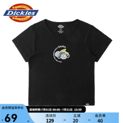 Dickies 短袖T恤 宽松百搭前胸印花短款休闲圆领短袖T恤 DK013097 沥青黑