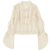 MOUSSY 010HS730-0300 法式雪纺花边长袖衬衫 象牙色 均码