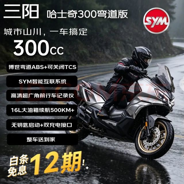 SYM 哈士奇300 26款踏板摩托车 太空灰