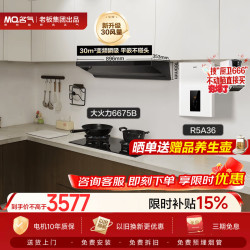 名气 顶侧一体30大吸力超薄平嵌抽吸排油烟机搭R5A36燃热