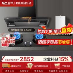 名气 欧式纤薄双子星顶吸式抽油烟机26风量大吸力6870高热效灶+R5A38热水器