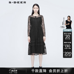 S.DEER 女装复古蕾丝镂空长外套风衣 S20281801