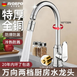 IVORPO 全铜厨房水龙头冷热水二合一洗菜盆龙头万向防溅双温龙头
