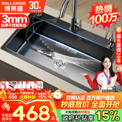 博莱高 厨房水槽大单槽洗菜盆洗碗槽一体盆304不锈钢台下盆洗菜盆小尺寸 75*40cm