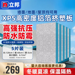 立邦 挤塑板隔热棉保温棉耐高温阳光房屋顶墙体隔热膜铝箔隔热板 5cm厚-60x120(5
