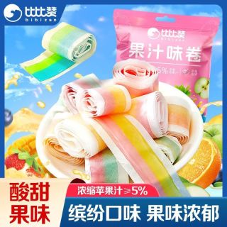百亿补贴：比比赞 彩虹果味卷 250g 袋装 果汁味卷 小包装 网红解馋 童年零食 软糖果