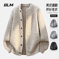GLM 送运费险）GLM针织开衫毛衣春秋外套男款2026新款圆领慵懒风线衣