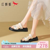 红蜻蜓 女鞋休闲水钻方扣拖鞋 夏季轻便凉鞋百搭优雅半拖凉鞋女士凉鞋子