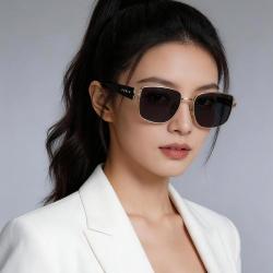 派丽蒙 时尚老钱风轻奢女墨镜偏光不锈钢街拍必备女太阳眼镜男礼物