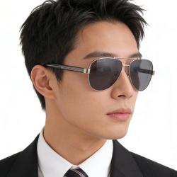 GUCCI 墨镜男士双梁飞行员太阳镜开车复古蛤蟆镜GG0528S礼盒