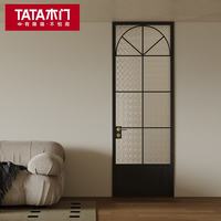 TATA木门 复古风玻璃门窄边卫生间门厨房门全屋极简套装门JDLBFG02-P 单包套 1.7平内
