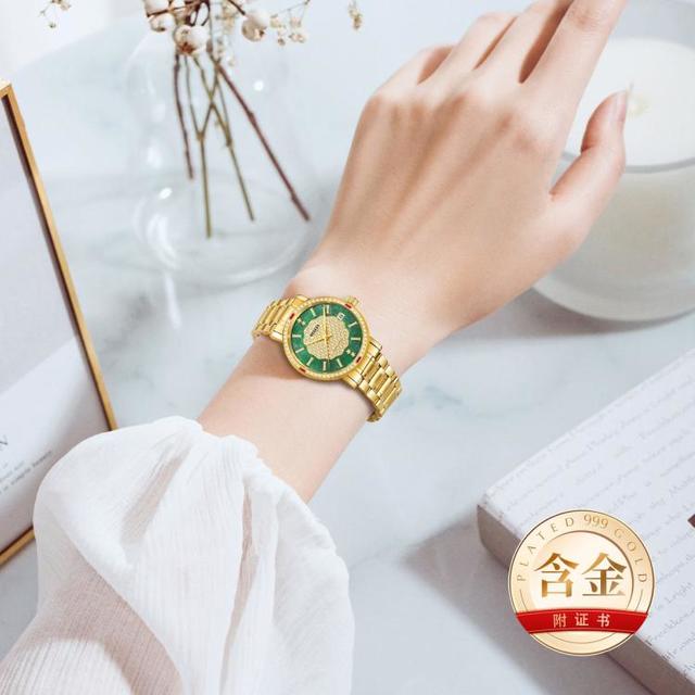 BEGEEL 女士机械表手表女优雅品牌气质防水金色机械女表