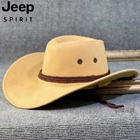 JEEP SPIRIT 纯色西部牛仔帽子男女春夏旅游登山防晒遮阳帽草原藏族大檐爵士帽