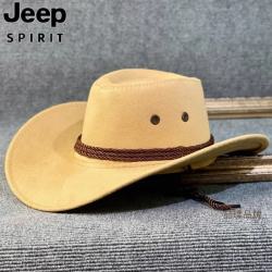JEEP SPIRIT 纯色西部牛仔帽子男女春夏旅游登山防晒遮阳帽草原藏族大檐爵士帽