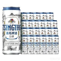 青岛啤酒 全麦精酿罐装白啤330mL24罐整箱（买2赠同款白啤6罐）