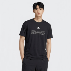 adidas 短袖男女同款情侣休闲运动健身亲肤棉圆领T恤  黑/白 XL