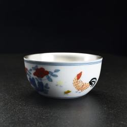 灵沐 复刻斗彩鎏银鸡缸杯小号