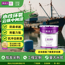 美涂士 水性环氧云铁中间漆防腐防锈速干船舶桥梁铁塔金属铁制品表面可调色 灰色双组25kg