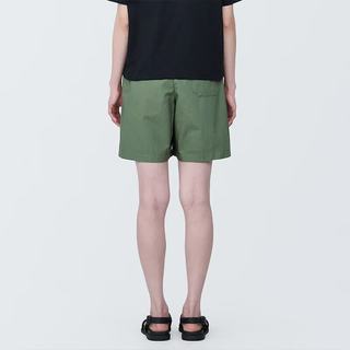 MUJI/無印良品 女式水洗平纹短裤 卡其色 S(155/62A)