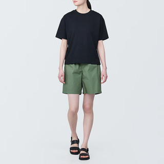 MUJI/無印良品 女式水洗平纹短裤 卡其色 S(155/62A)