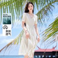 限尺码:香影 女士法式温柔风连衣裙 泡泡袖高腰V领裙