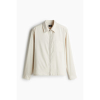 H&M HM男装夹克巴恩风翻领拉链斜纹布行政夹克外套式衬衫1257837