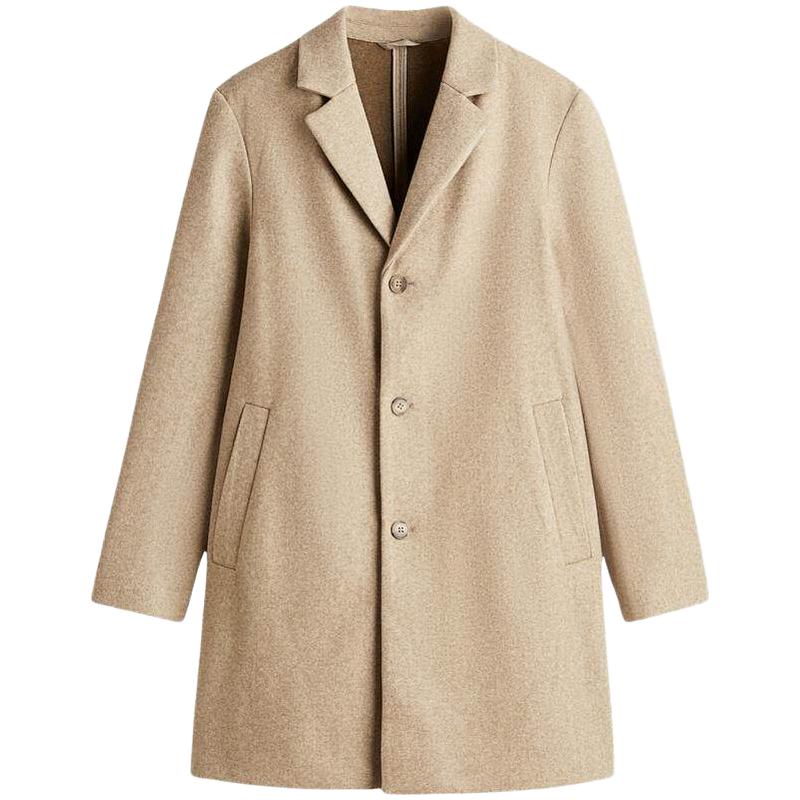 H&M 1294108 单排扣长款毛呢大衣