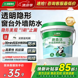 三棵树 漆（SKSHU） 三棵树外墙透明防水胶 免砸砖防水涂料家用屋顶房顶外墙屋面补漏 2斤附带刷子