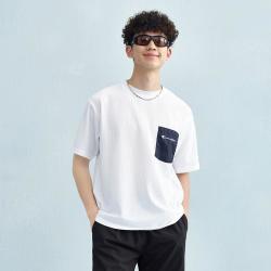 Champion 运动系列圆领舒适休闲贴布设计短袖男士T恤