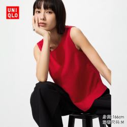 优衣库 麻混纺无袖衬衫 珊瑚红色 L 女装