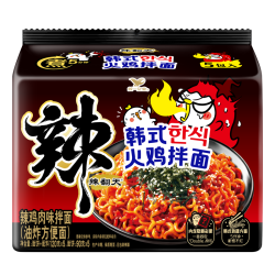 统一 辣翻天韩式火鸡味拌面五合一120g*5袋速食代餐早晚零