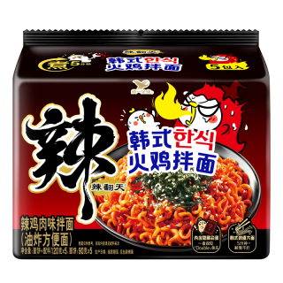 88VIP：统一 辣翻天韩式火鸡味拌面五合一120g*5袋速食代餐早晚零