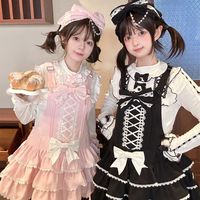 熊之原创lolita古早昭和蛋糕三层裙摆背带裙