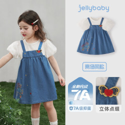 jellybaby 新品夏款中童日常穿儿童裙子假两件