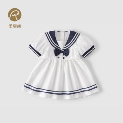 乖奇熊 女宝宝学院风连衣裙奶白100