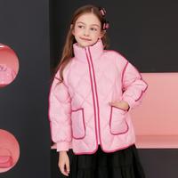 爱法贝 冬季女童羽绒服短款立领保暖拜年服中大童装羽绒外套