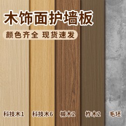 咏幻 木饰面碳晶板墙板背景墙装饰板室内装修护墙板纤维集成板 100防水4mmSPC石晶墙板-化妆室酒店速装