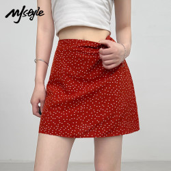 MJ STYLE 波点半身裙 女夏季新款高腰a字显瘦甜美短款包臀短裙