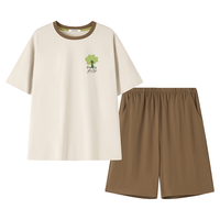 有棵树 100%纯棉抑菌 男士短袖短裤家居服套装