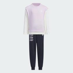 adidas 春秋季女中大童宽松舒适运动休闲长袖长裤套装