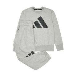 adidas 春秋季中性大童经典LOGO薄绒舒适运动休闲长袖长裤套装