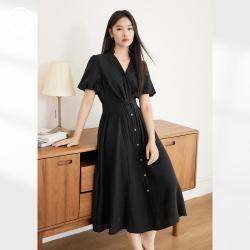 DUIBAI 夏装欧若风泡泡袖显瘦茶歇裙女式连衣裙