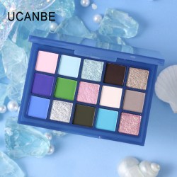 UCANBE 15色眼影盘人鱼之泪深海蓝色绿色偏光钻石闪冷调舞台妆玩妆