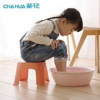 茶花 儿童凳浴室凳塑料凳子加厚换鞋凳儿童矮凳方凳小板凳家用 橘色1张